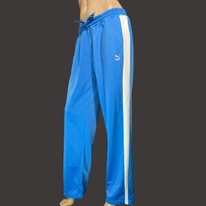 Y2K Puma Track Pants Womens XL Blue White Stripe 2000s Athleisure Activewear